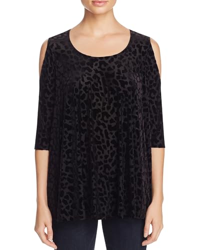 Nally & Millie Animal Print Cold Shoulder Top